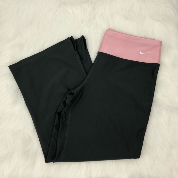 Nike Pants - Nike Pink and Dark Gray Cropped Workout Leggings